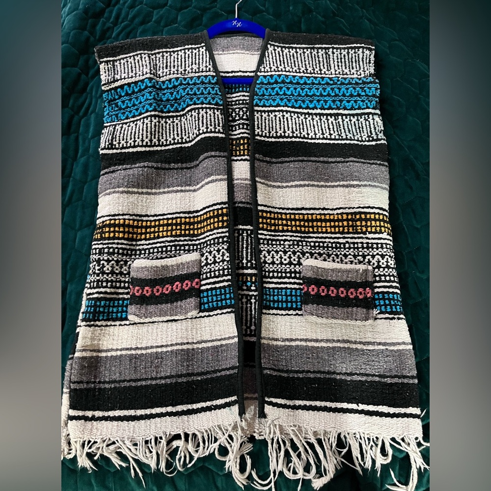 Mexican Blanket Vest with Pockets
